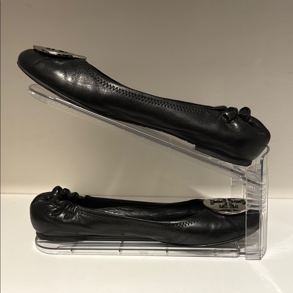 Black Leather Ballet Flats